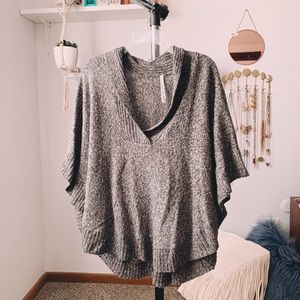 Gray Marled Sweater Poncho